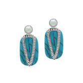 AE-1202-TQ Sterling Silver Earring With Turquoise & Pearl Jewelry Bali Designs Inc